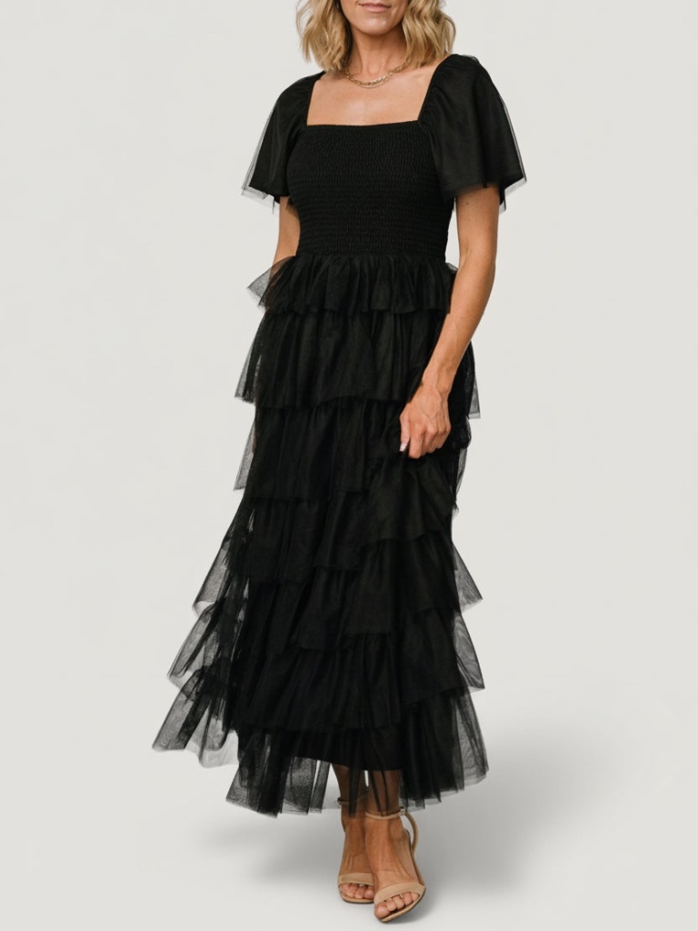 Baltic Born Cherise Tulle Tiered Dress | Black Size 1xl